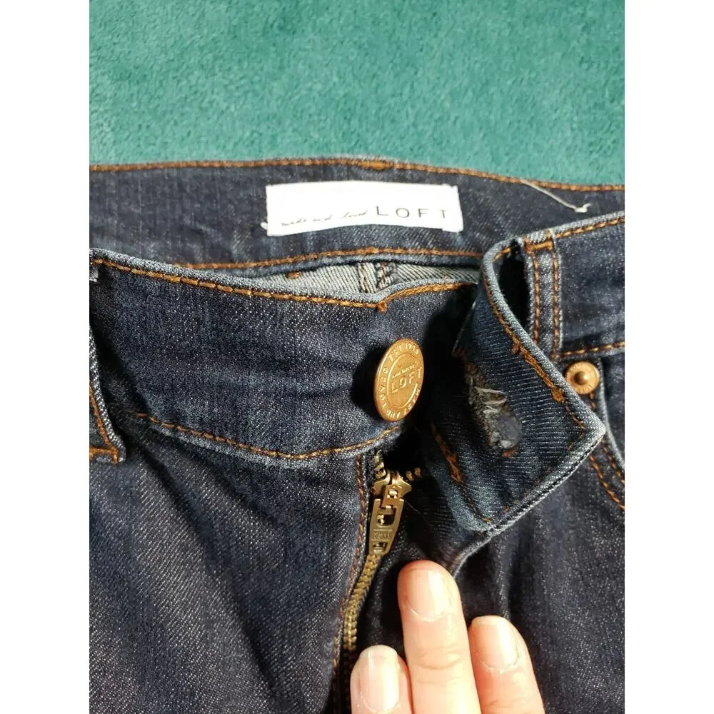 Loft Jeans Size 2 Petite Women Blue Pants Denim Stretch Mid Rise Modern Straight